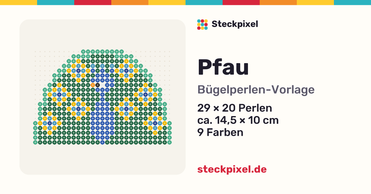 Bügelperlen-Vorlage Pfau