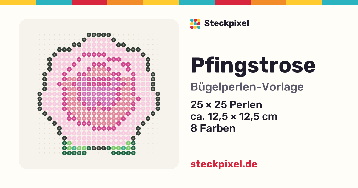 Bügelperlen-Vorlage Pfingstrose