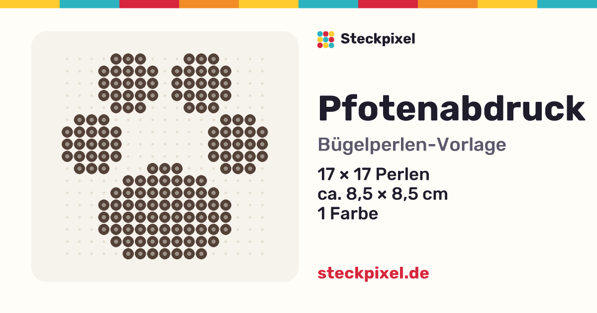 Bügelperlen-Vorlage Pfotenabdruck