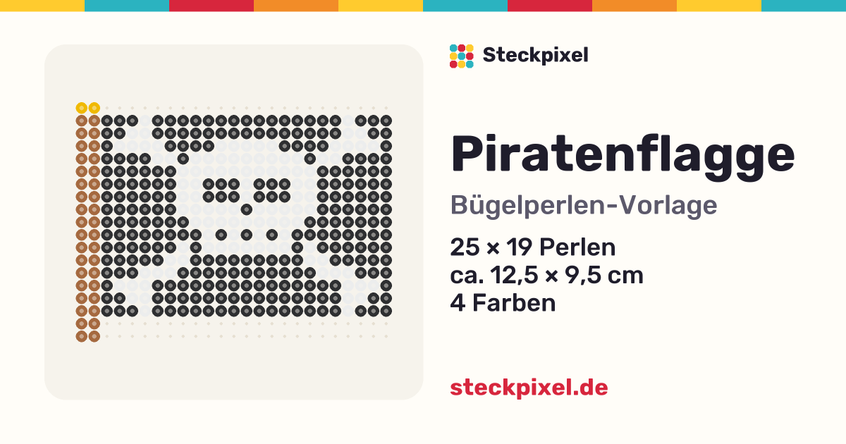 Bügelperlen-Vorlage Piratenflagge