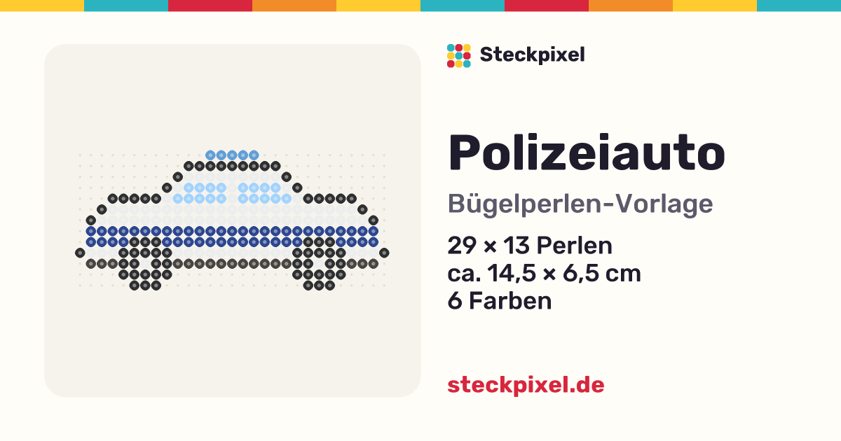 Bügelperlen-Vorlage Polizeiauto