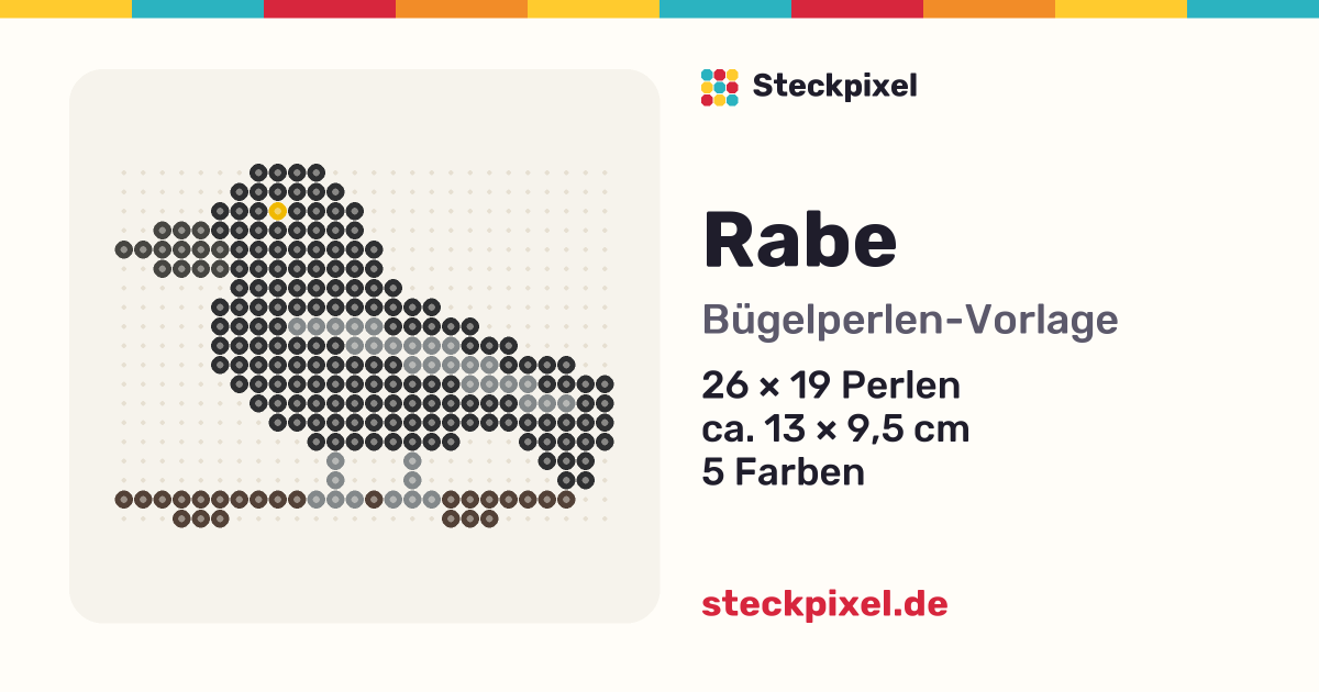 Bügelperlen-Vorlage Rabe