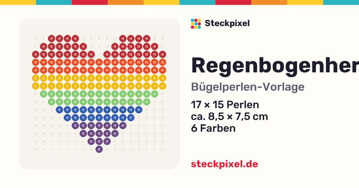 Bügelperlen-Vorlage Regenbogenherz