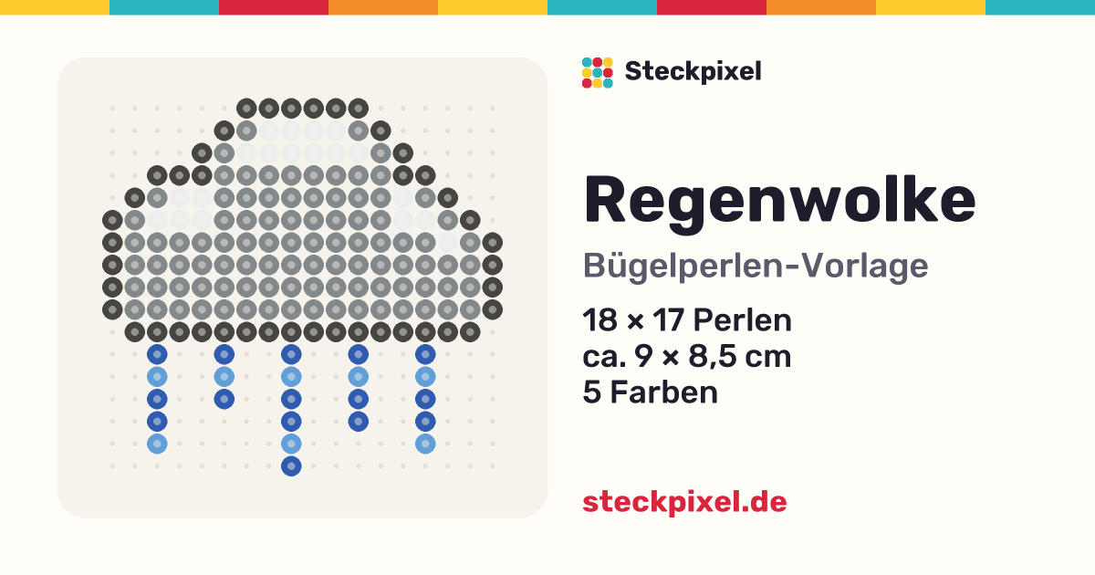 Bügelperlen-Vorlage Regenwolke