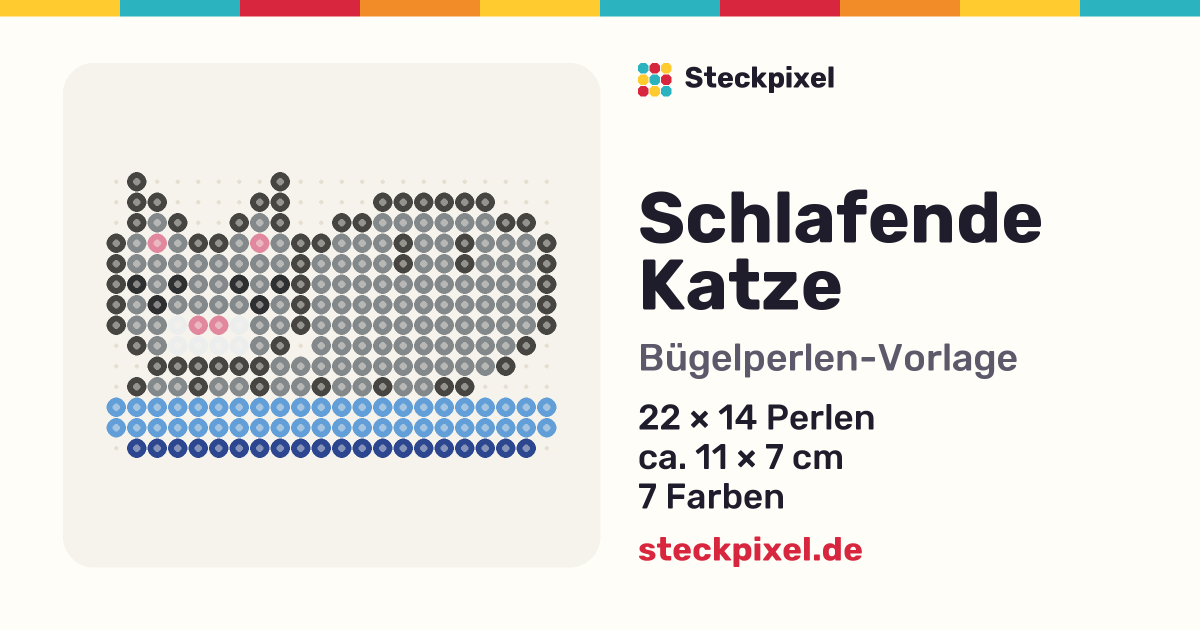 Bügelperlen-Vorlage Schlafende Katze