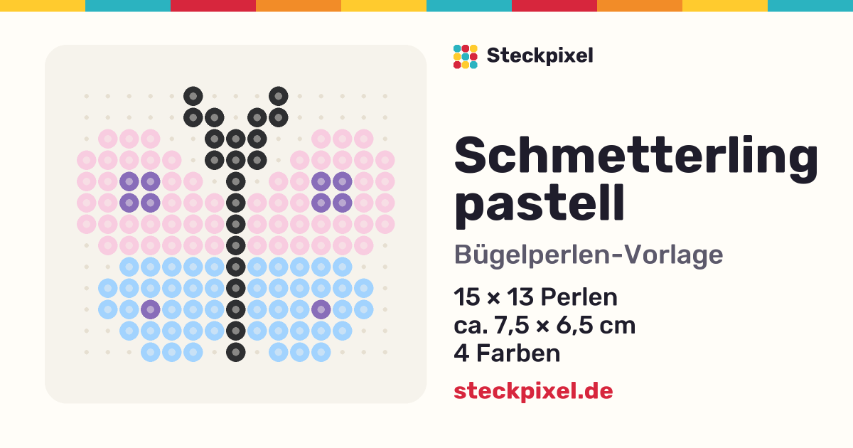 Bügelperlen-Vorlage Schmetterling pastell
