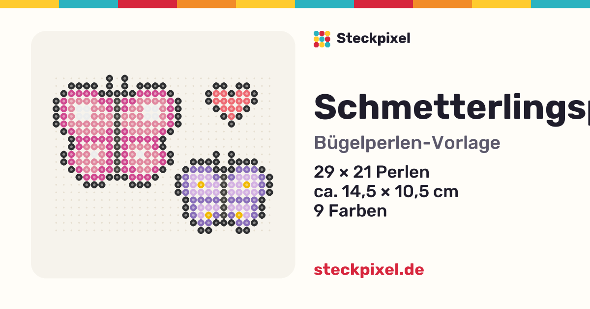 Bügelperlen-Vorlage Schmetterlingspaar