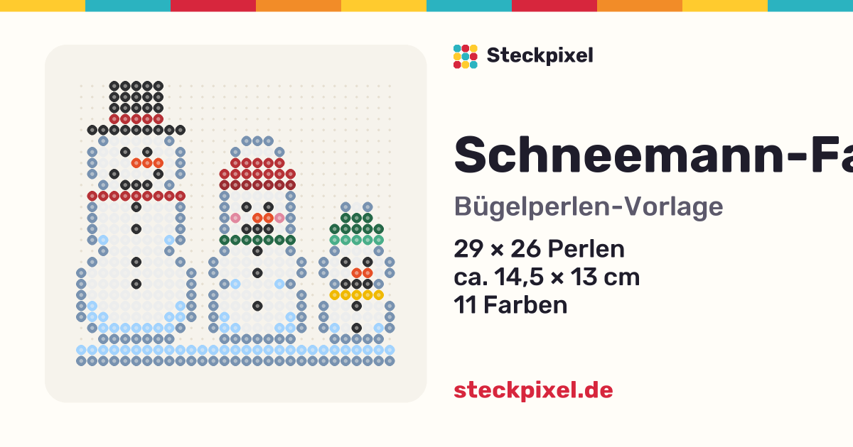 Bügelperlen-Vorlage Schneemann-Familie