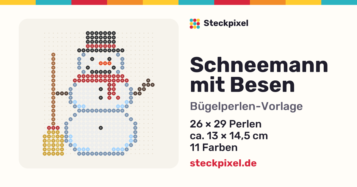 Bügelperlen-Vorlage Schneemann mit Besen