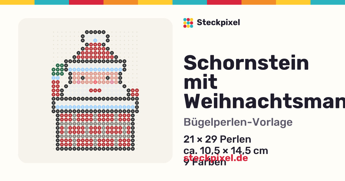 Bügelperlen-Vorlage Schornstein mit Weihnachtsmann