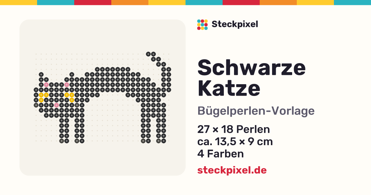 Bügelperlen-Vorlage Schwarze Katze