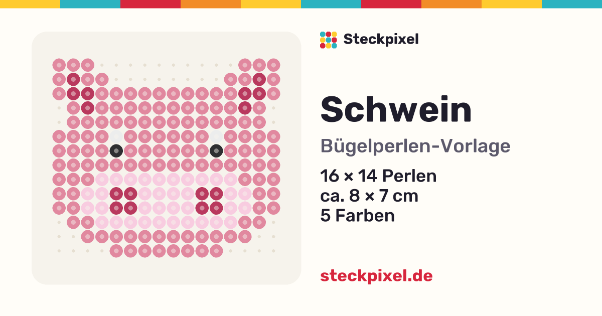 Bügelperlen-Vorlage Schwein