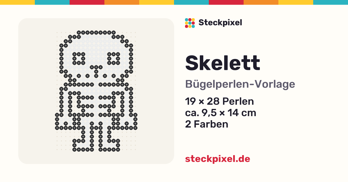 Bügelperlen-Vorlage Skelett