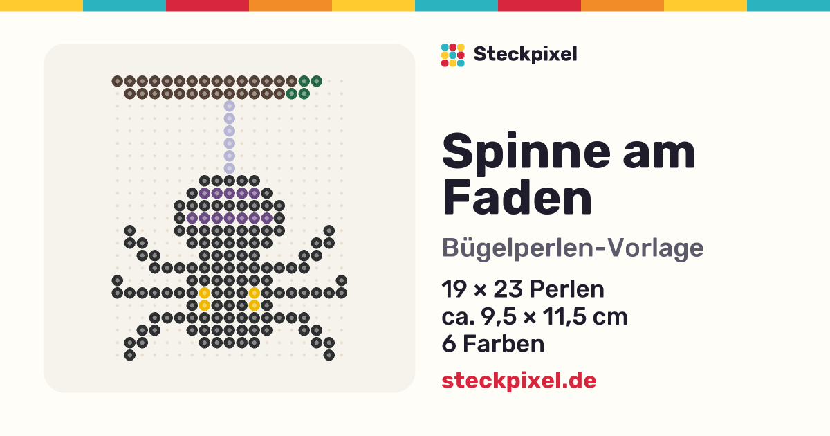 Bügelperlen-Vorlage Spinne am Faden
