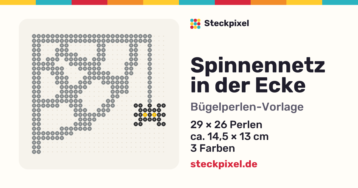 Bügelperlen-Vorlage Spinnennetz in der Ecke
