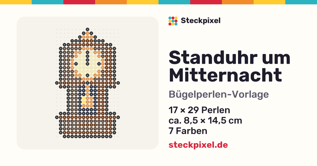 Bügelperlen-Vorlage Standuhr um Mitternacht