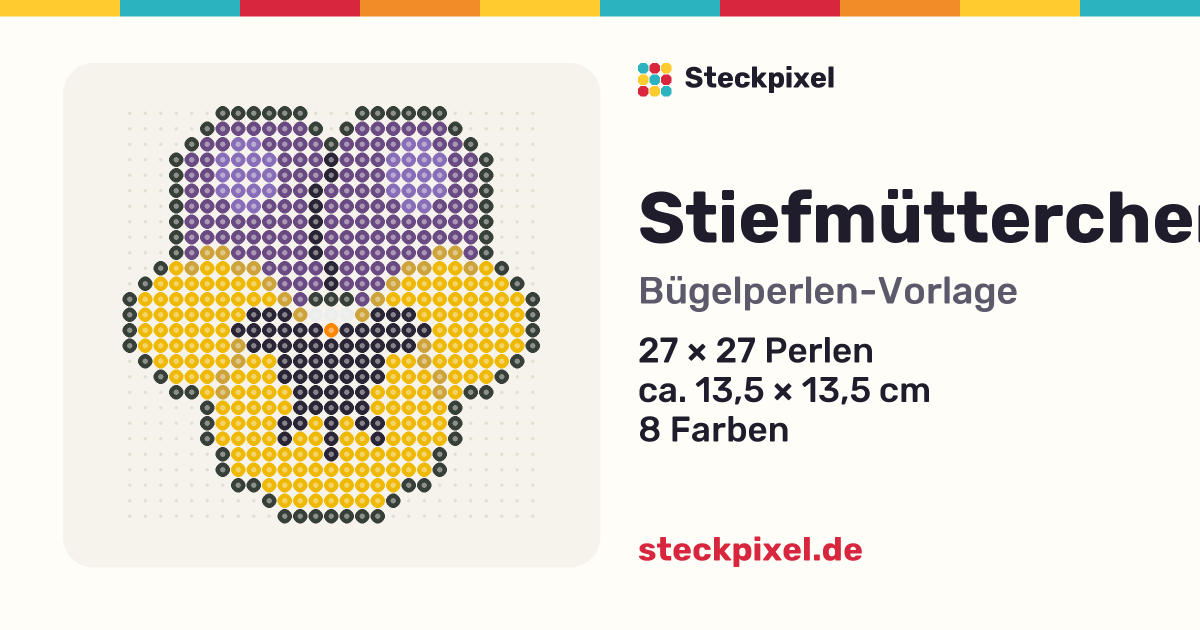 Bügelperlen-Vorlage Stiefmütterchen