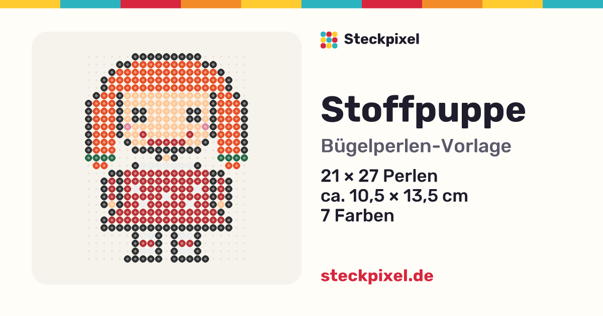 Bügelperlen-Vorlage Stoffpuppe