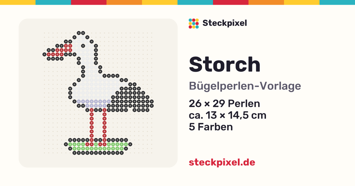 Bügelperlen-Vorlage Storch