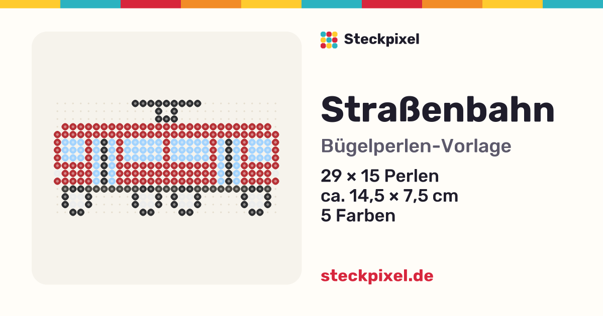 Bügelperlen-Vorlage Straßenbahn