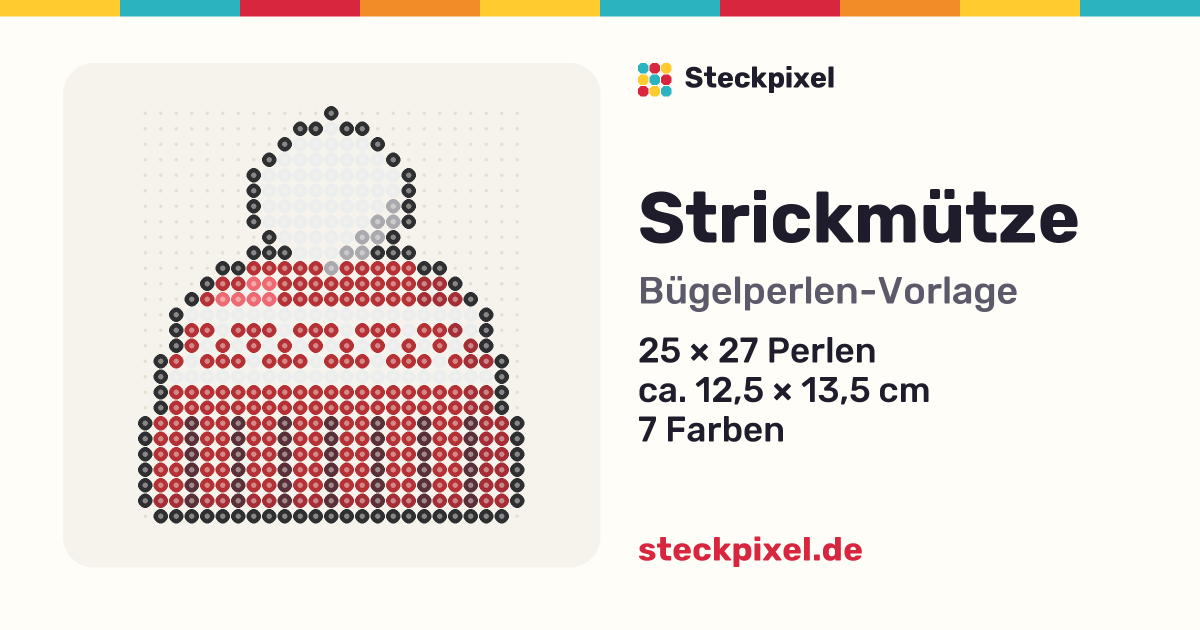 Bügelperlen-Vorlage Strickmütze