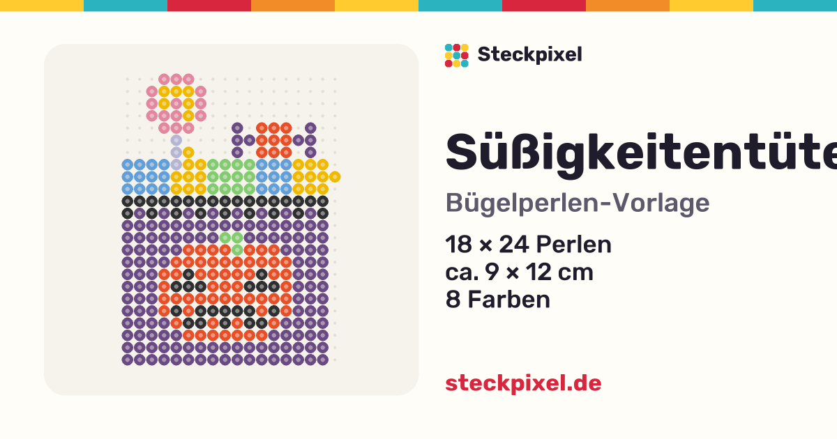 Bügelperlen-Vorlage Süßigkeitentüte
