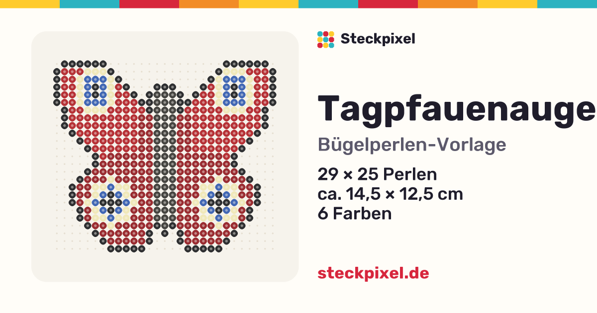 Bügelperlen-Vorlage Tagpfauenauge