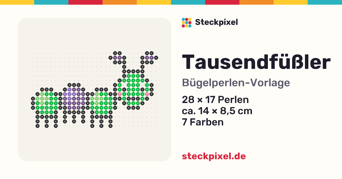 Bügelperlen-Vorlage Tausendfüßler