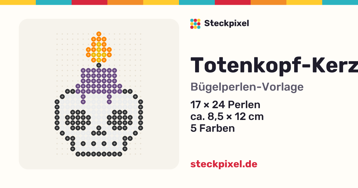 Bügelperlen-Vorlage Totenkopf-Kerze