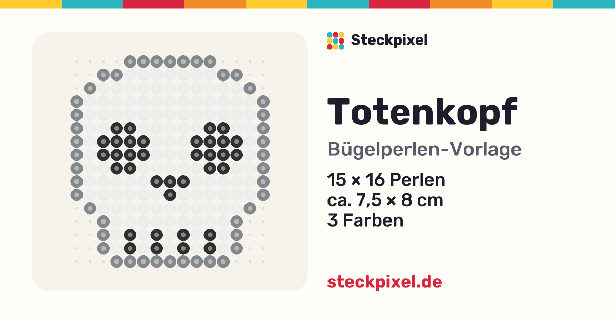 Bügelperlen-Vorlage Totenkopf