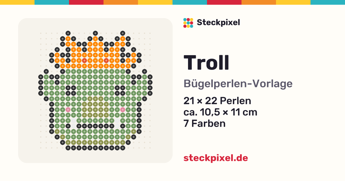 Bügelperlen-Vorlage Troll