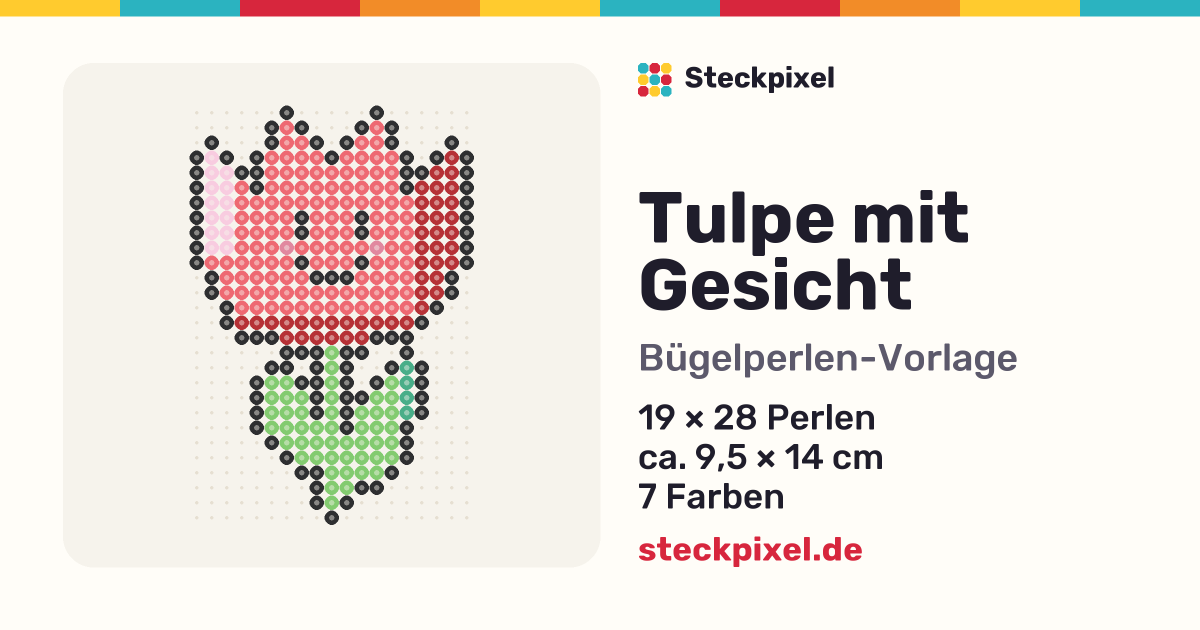 Bügelperlen-Vorlage Tulpe mit Gesicht