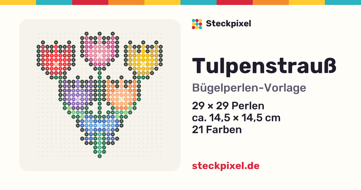 Bügelperlen-Vorlage Tulpenstrauß