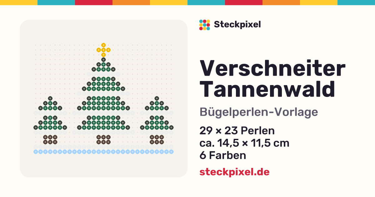Bügelperlen-Vorlage Verschneiter Tannenwald