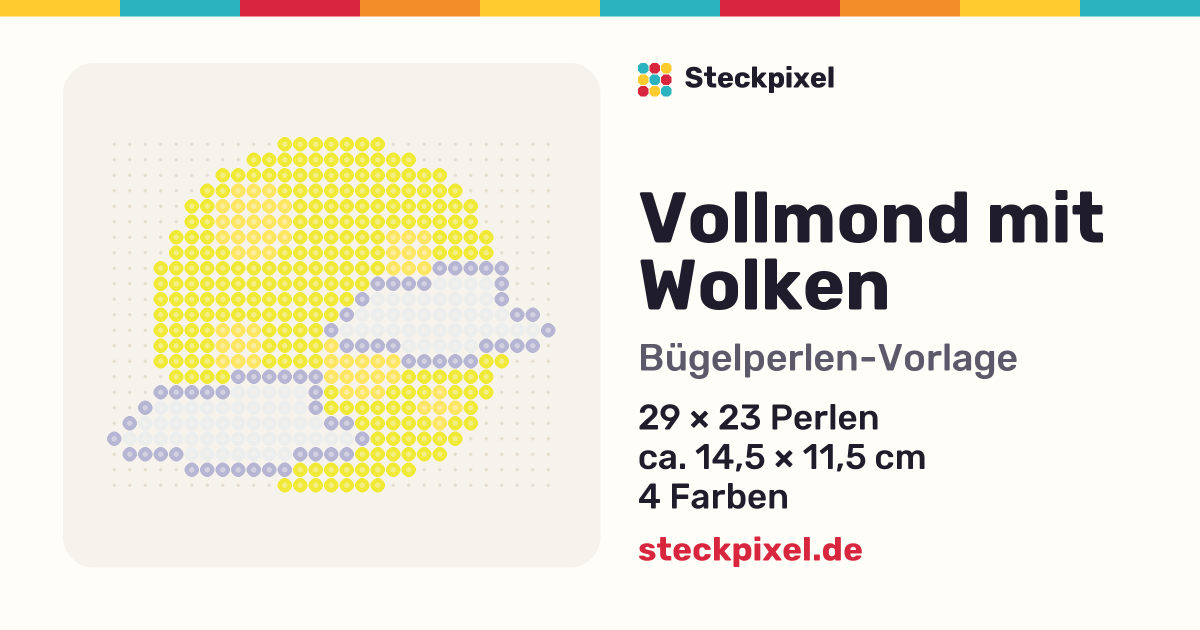 Bügelperlen-Vorlage Vollmond mit Wolken