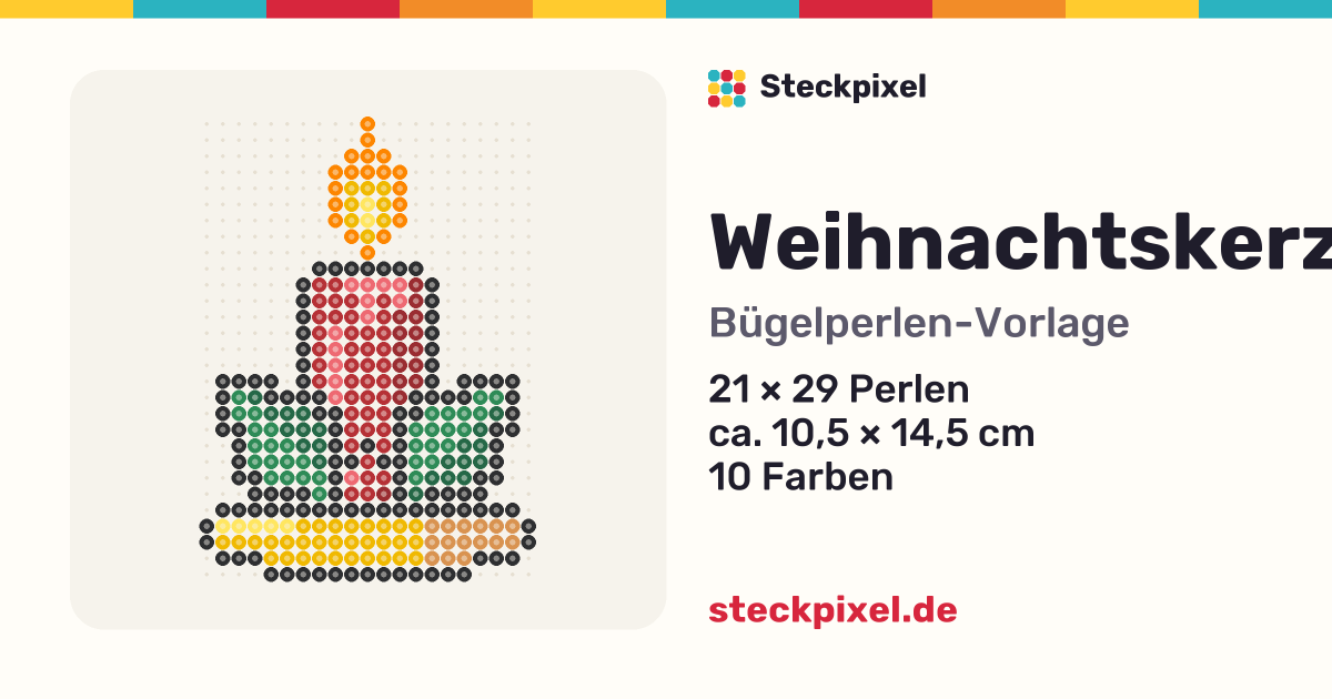 Bügelperlen-Vorlage Weihnachtskerze
