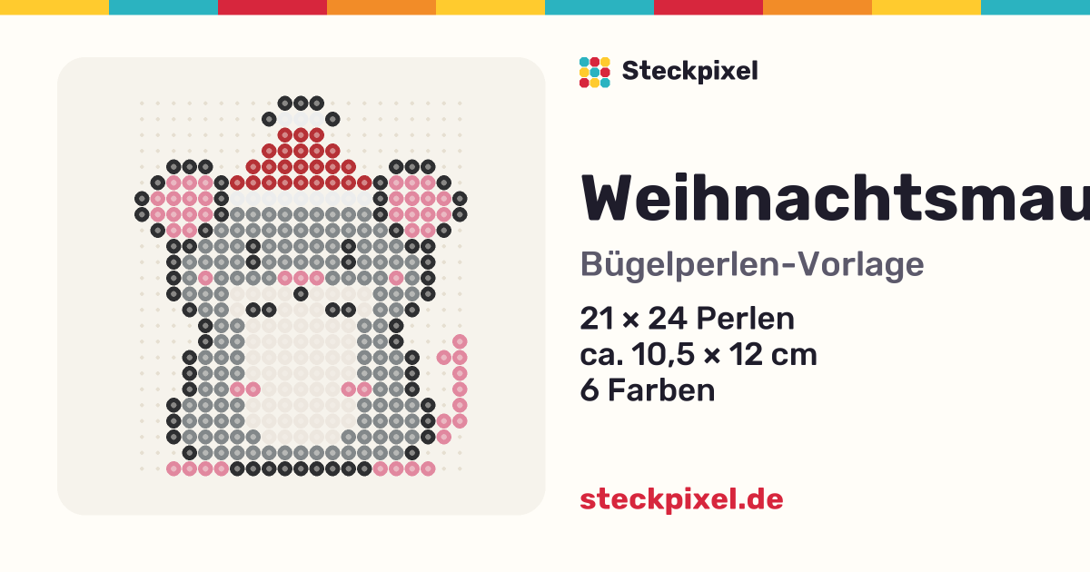 Bügelperlen-Vorlage Weihnachtsmaus