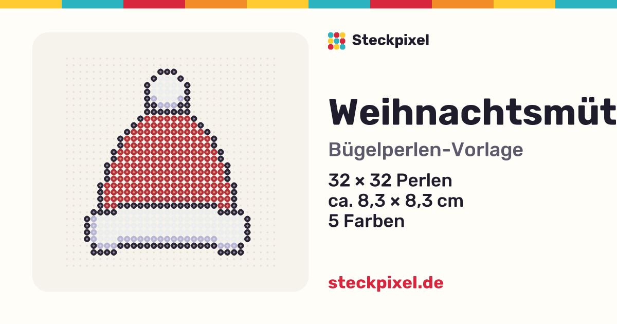 Bügelperlen-Vorlage Weihnachtsmütze