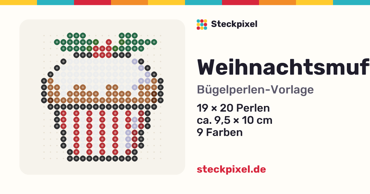 Bügelperlen-Vorlage Weihnachtsmuffin