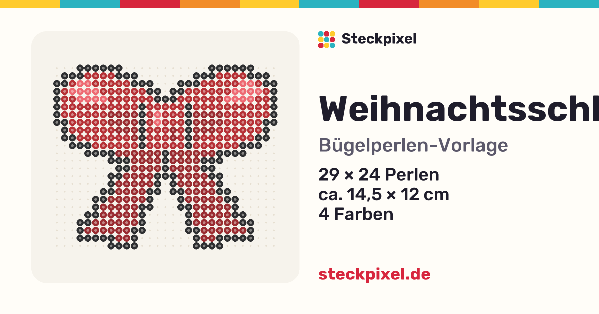Bügelperlen-Vorlage Weihnachtsschleife