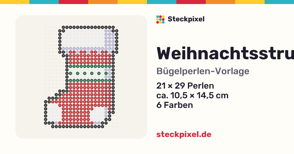 Bügelperlen-Vorlage Weihnachtsstrumpf
