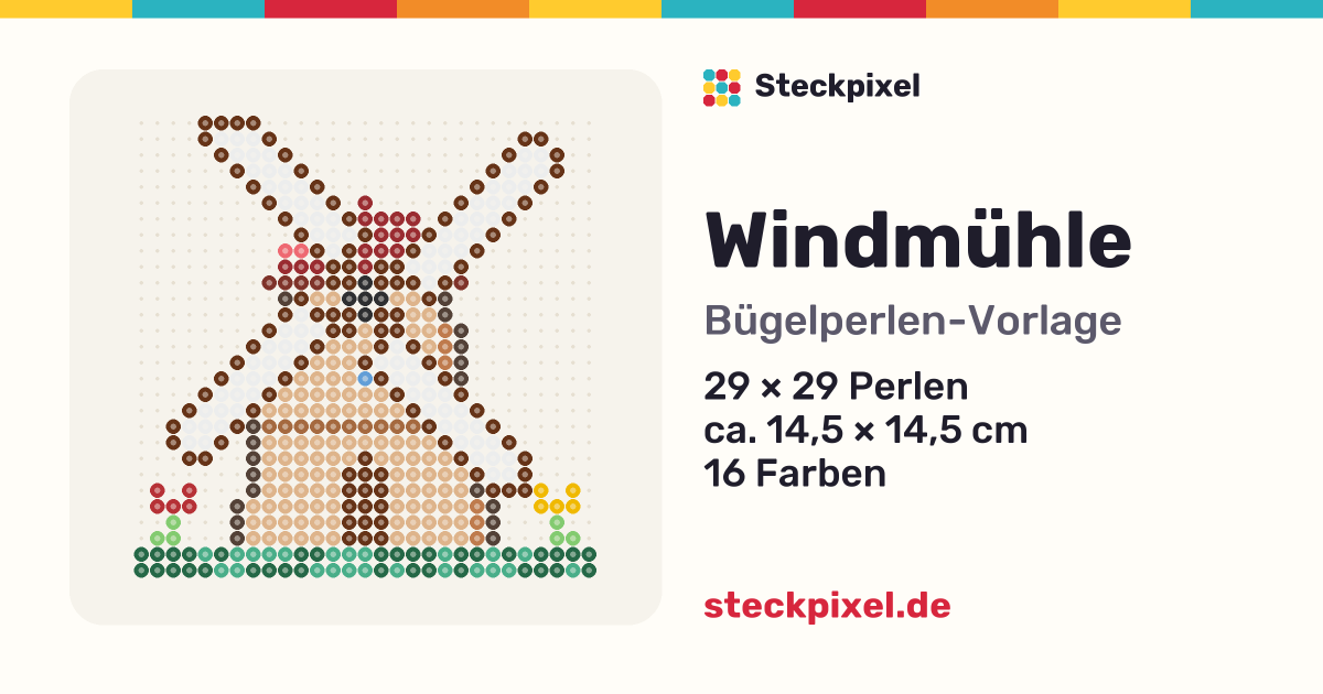 Bügelperlen-Vorlage Windmühle