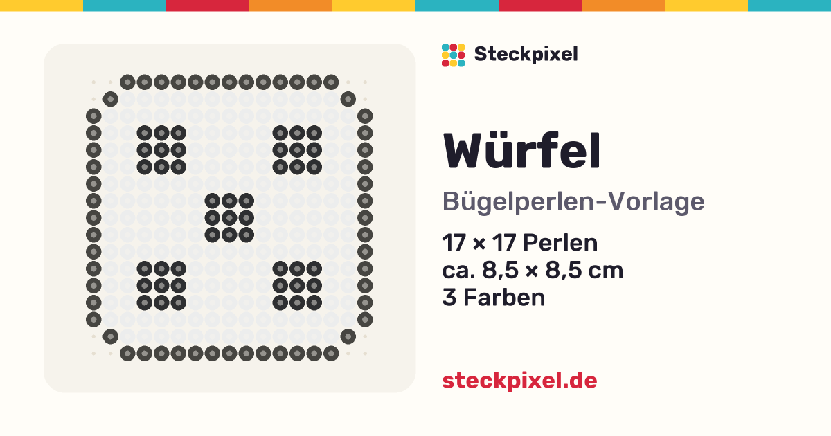 Bügelperlen-Vorlage Würfel