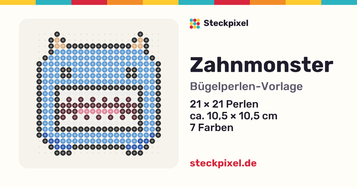 Bügelperlen-Vorlage Zahnmonster