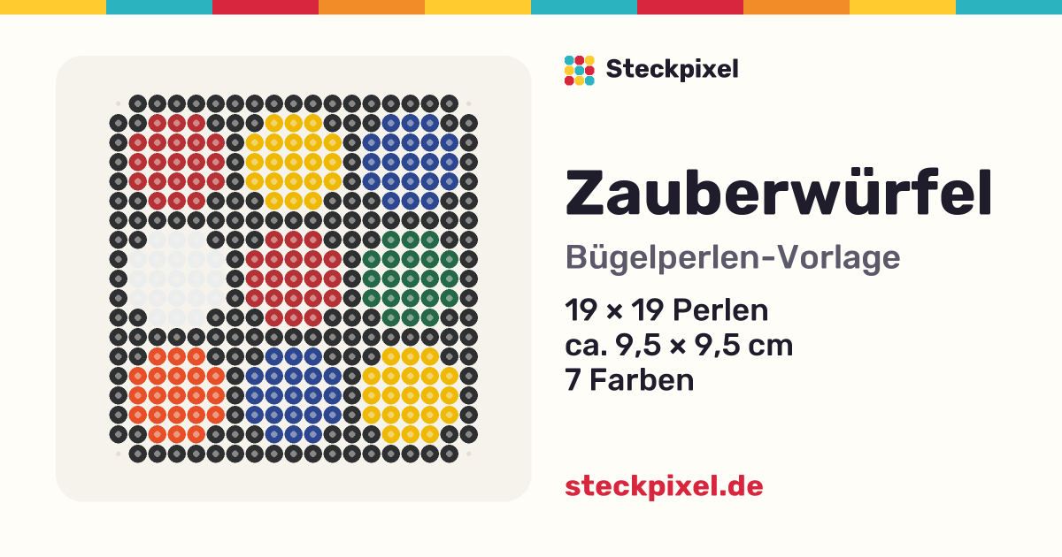 Bügelperlen-Vorlage Zauberwürfel