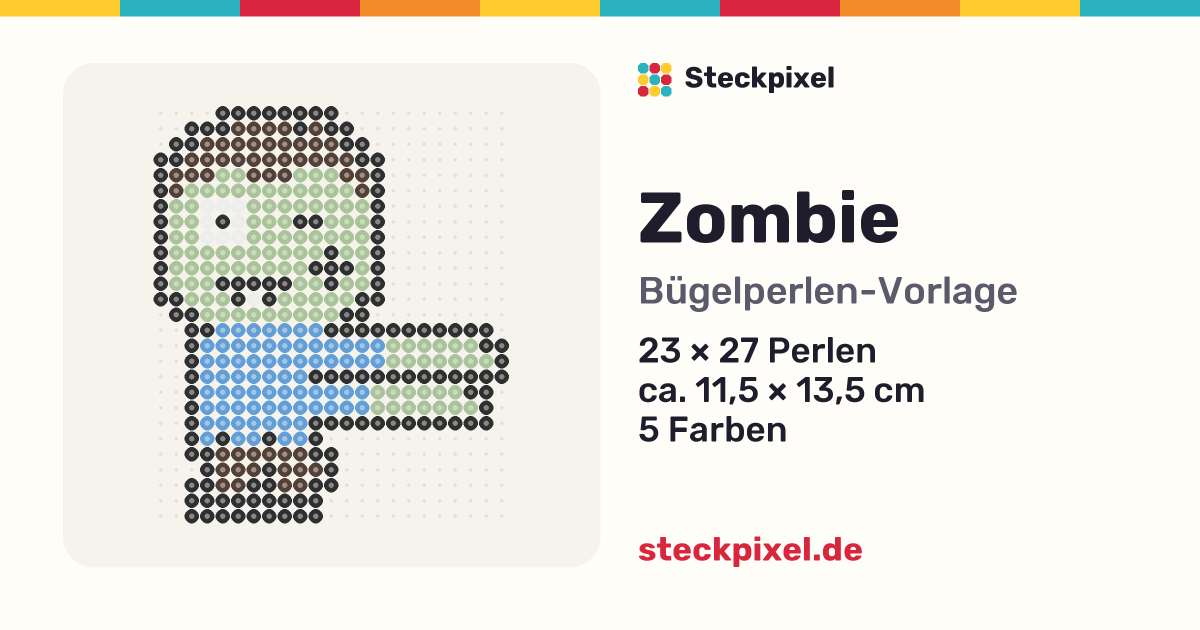 Bügelperlen-Vorlage Zombie