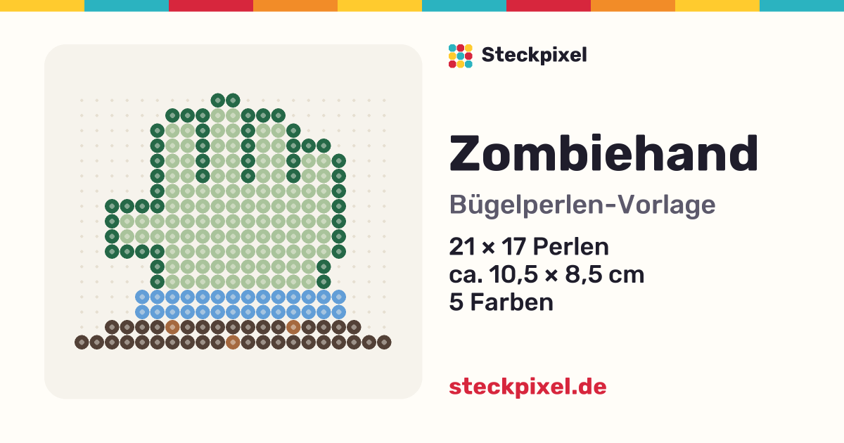 Bügelperlen-Vorlage Zombiehand